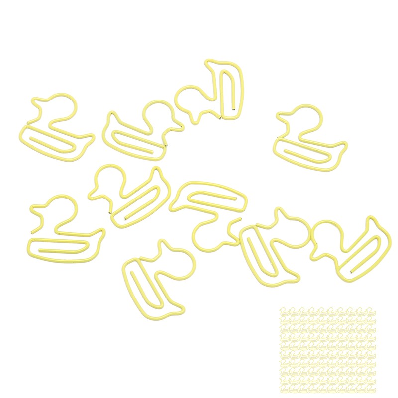 100Pcs Paper Clips Yellow Duck Shape Lightweight Portable Electroplating Process