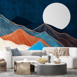 SIGNFORD Removable Wall Sticker/Wall Mural Watercolor Granite Marble Mountain Forest Nature Wilderness Illustrations Modern Art Rustic Landscape Decorative for Living Room, Bedroom, Office - 100"x144"