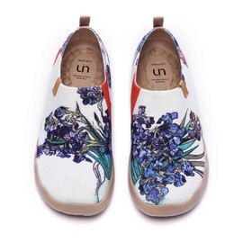 UIN Women's Lightweight Slip Ons Comfort Walking Floral Flats Casual Holiday Art Painted Travel Shoes Iris (8)