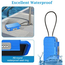 AMIR Portable Lock Box, 4 Digit Combination Lockbox, Waterproof Anti-Theft Mini Security Case with Removable Chain, Portable Beach Safe Box for Travel, Beach,Office,Hotel,Cars