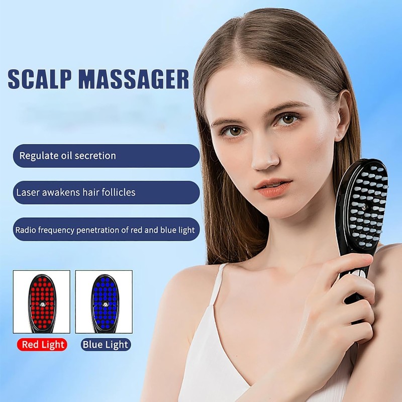 Red/Blue Light Hair Recovery Brush, Multifunctional Comb - 3D Head