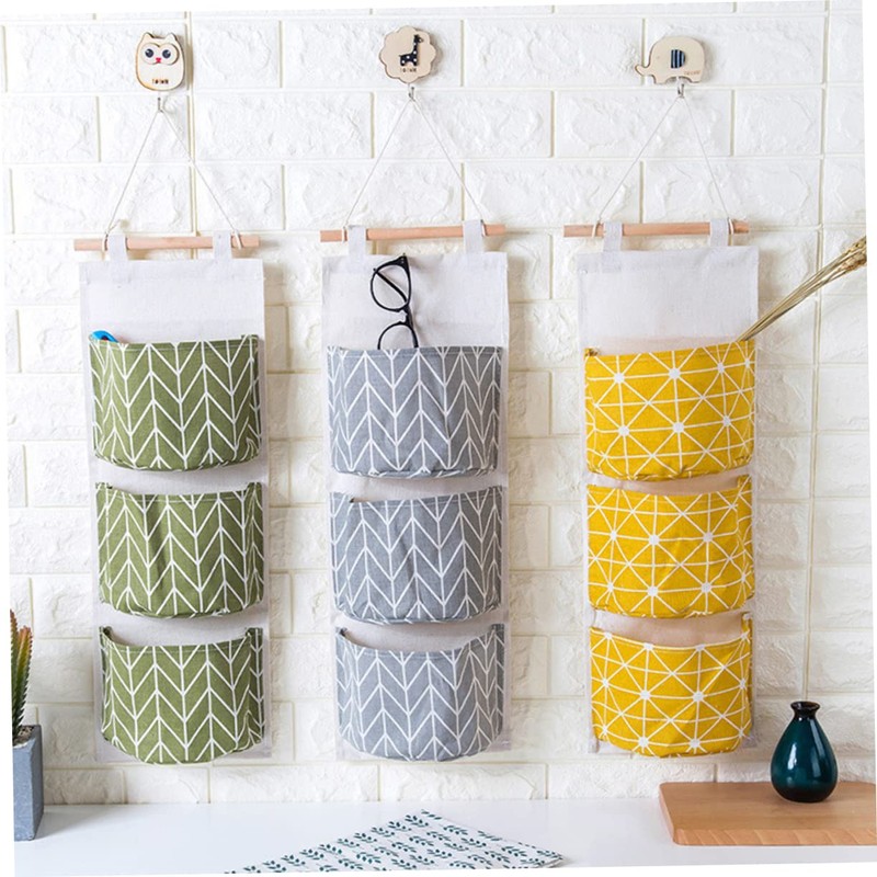 Ciieeo Hanging Storage Organizer Cotton Linen Wall Bag for Clothes