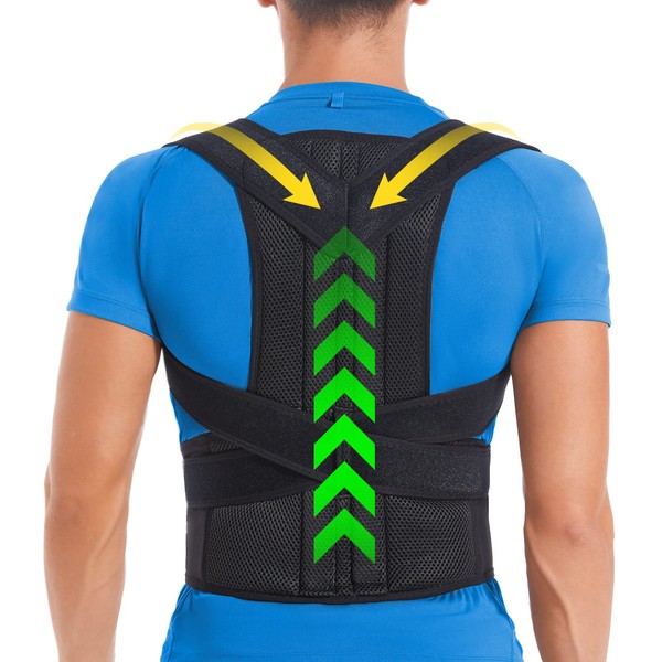 Back Brace Posture Corrector for Women and Men, Braces Upper Lower Pain Relief, Adjustable Fully Support Improve Lumbar Support(L, 35.5"-41.5" Waist)