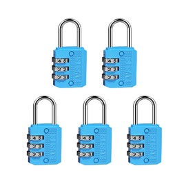 SISAV 3 Digit Combination Lock,Gym Padlock,Outdoor Padlock,Suitable for School Lockers,Tool Boxes,Travel Backpack,Hasp(Blue 5pack)