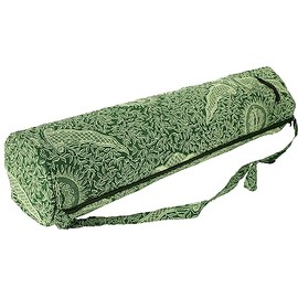 GURU SHOP Yoga Mat Bag Indonesian Batik - Green, Men/Women, Cotton, Size: One Size, 65 x 20 x 20 cm, Bags for Yoga Mats