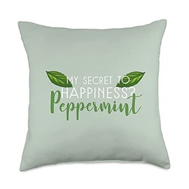 Essential Oils Aroma Scent Diffusing Enthusiasts Secret to Happiness Peppermint Essential Oil Aromatherapy Throw Pillow, 18x18, Multicolor