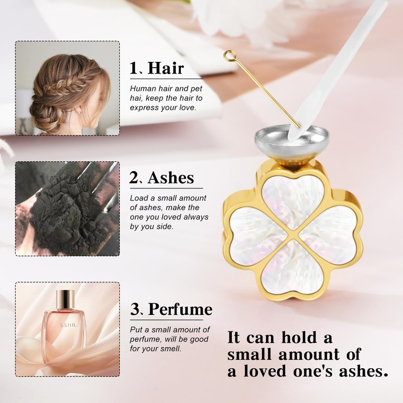 XIUDA Four Leaf Clover Urn Necklace for Ashes for Women