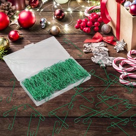 200PCS Christmas Ornament Hooks, C Shape Christmas Ornament Hangers, Metal Christmas Tree Hooks with Storage Box, Small Ornament Christmas Hooks for Christmas Balls Christmas Decorations (Green)
