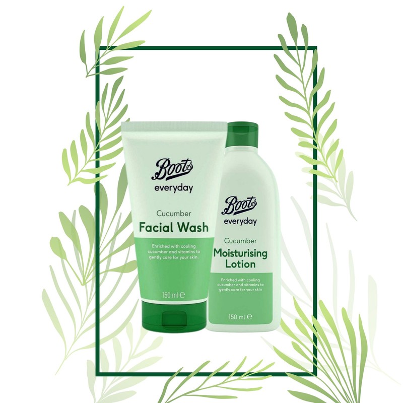 Boots Cucumber Face Wash and Moisturiser Lotion Set Bundle with
