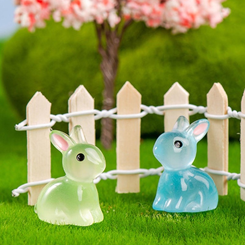 CHROMACRAFT Pack of 70 Luminous Rabbit Ornaments, Small Resin Ornaments,