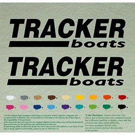 Pair of Tracker Boats Decals Vinyl Stickers Boat Outboard Motor Lot of 2 (12", Black 070)