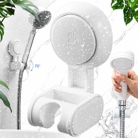 SoundZero Shower Head Holder, Shower Head Holder without Drilling, Shower Holder for Shower Head, Adjustable Vacuum Shower Head Holder, Suction Cup Shower Head Holder for Bathroom (Load Capacity 14