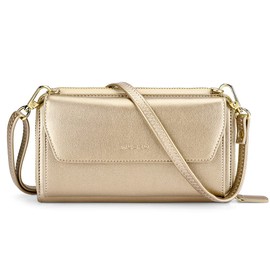 nuoku Wallets for Women Crossbody Credit Card Slots Clutch Purse with RFID Blocking Large Capacity Wristlet, Gold