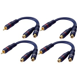 euroharry 4x RCA Male to Dual RCA Female 15 cm Audio Cable (Navy Blue)
