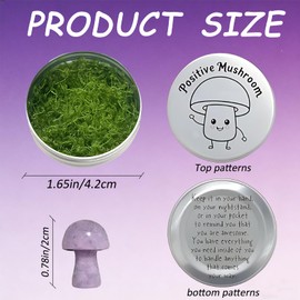 Virelle Amethyst Crystal Mushroom in Tin Box, Emotional Support Mushroom Spiritual Gifts for Women, Healing Crystals Home Decoration Gift Set