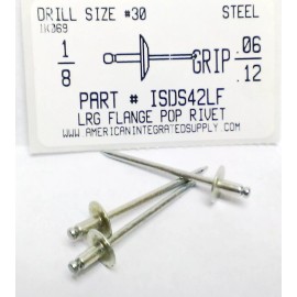 AmericanIntegratedSupply.com 1/8 BLIND RIVET LARGE FLANGE HD .126-.187 GRIP STEEL RIVET STEEL MANDREL (1000)