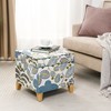 Adeco 18 Inch High Cube Ottoman Storage, Linen Chair Foot