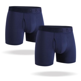 gagli Men's Underwear, Modal Comfort Breathable Boxer Briefs, Elastic Waistband, Seamless Label,2-Pack S Navy Blue