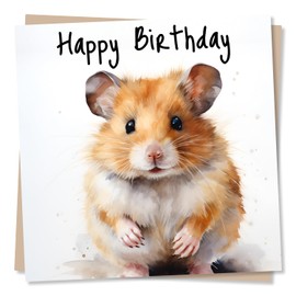 Cute Hamster Birthday Card - Happy Birthday - Hamster Design - Made in UK