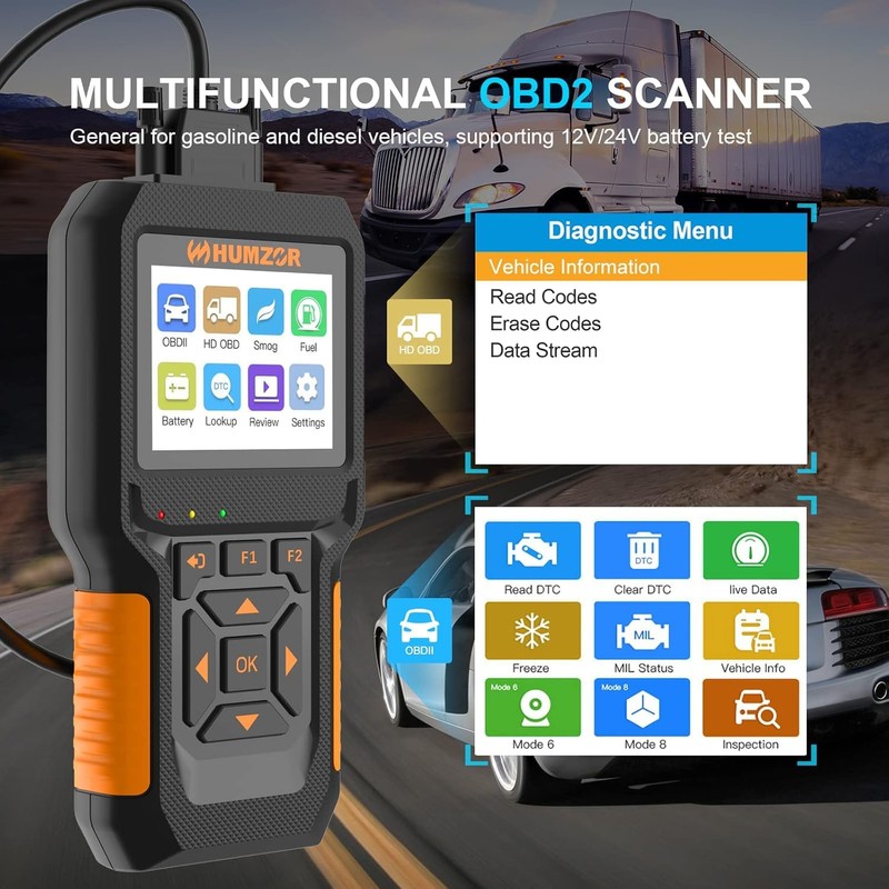 Heavy Duty Truck Scanner,Full System Diesel Diagnostic Scan Tool and