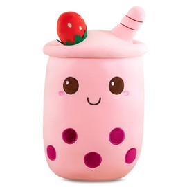 Lithyc Cartoon Bubble Tea Cuddly Toy, for Great Gift for Boys and Girls (24 cm - Pink)