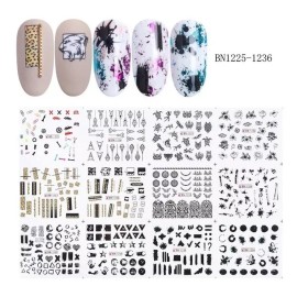 Stickers Nails Tatto Uñas 36 Planillas Mixtas Decoracion