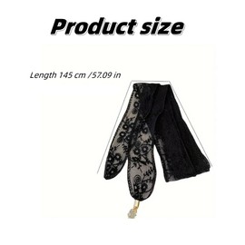 FUNNTY Head Scarf for Women Lace Hair Bandana Headband 80s Long Ribbon for Neck Purse Scarf Lace Embroidery Ties for Braid Vintage Ribbons for Ponytail, Black