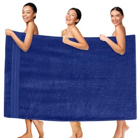 Elegant Comfort Three Line Popcorn Extra Large Luxury Bath Towel - 40" x 80" inch, Premium Hotel Spa Quality 1 Piece Oversized Bath Sheet 100% Turkish Cotton Super Soft Highly Absorbent, Cobalt Blue