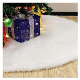 150 cm Christmas Tree Blanket, Christmas Tree Blanket Fur Round Christmas Tree Rug, Christmas Tree Plush Skirt for Christmas, New Year Party Decoration, White
