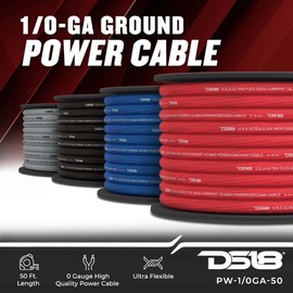 DS18 PW-1/0GA-50BL 1/0-GA Ultra Flex CCA Ground Power Cable 50 Feet - Blue - Used for Wiring High Powered Car Amplifiers, Audio Home Speaker Stereo, RV Automotive, Welding Battery Cable