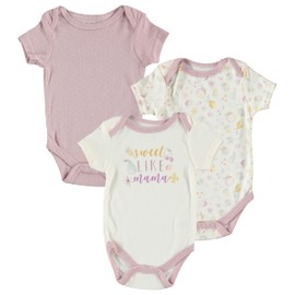 Kyle and Deena Baby Girl Newborn Essentials Baby Onesie Bodysuit 3 Pack Pointelle Fruits Mama Violet 6-9M