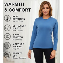 HeliosCloak 4 Pack Women's Thermal Long Sleeve Shirts Ultra Soft Double-Sided Fleece Lined Base Layer Winter Basic Underwear Tops 4SetA M