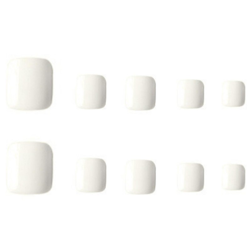 Pure White French False Toenails with Nail Glue - Acrylic