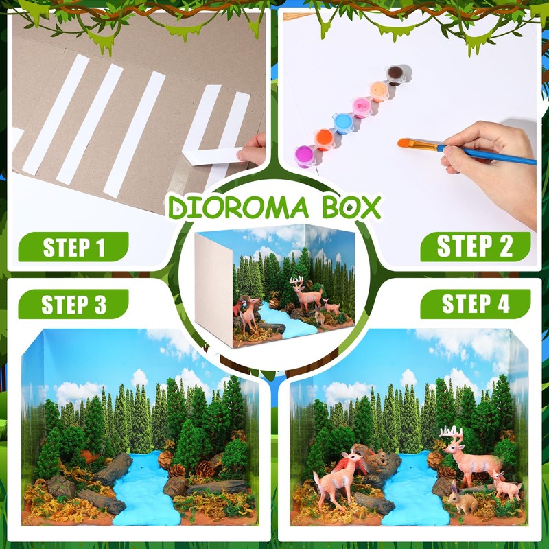 Simgoing Forest Diorama Kit Project Supplies Include Woodland Animals Figures