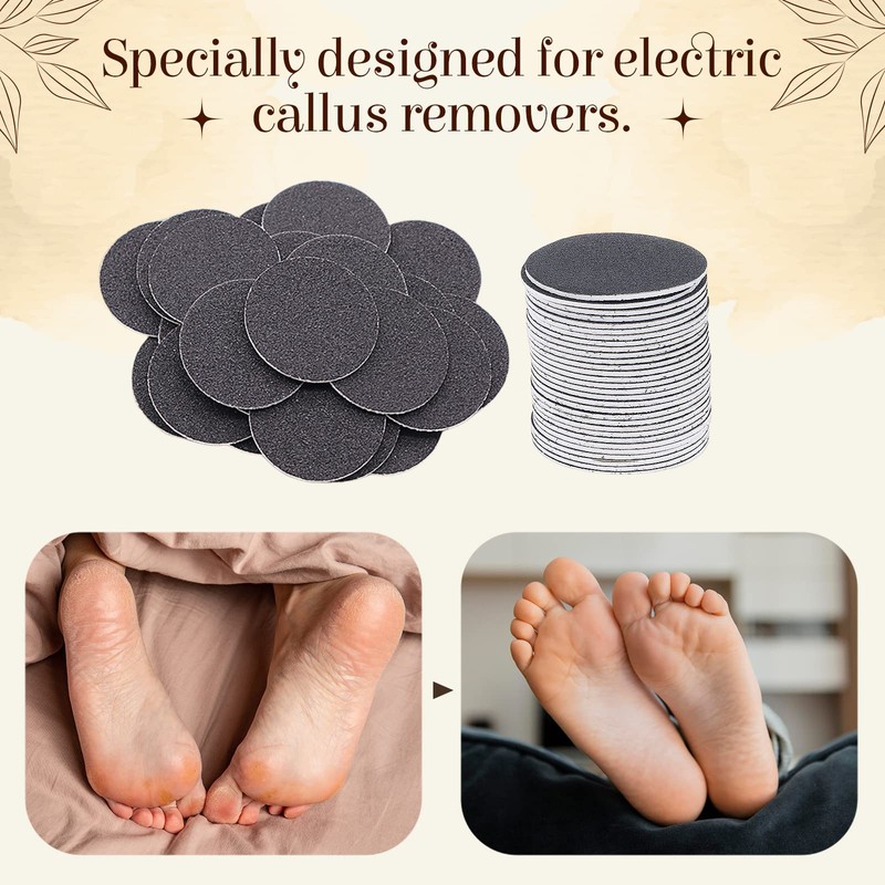 perfeclan 60pcs Replacement Sandpaper Discs Pad Callus Removal Foot Care