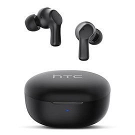 HTC Audífonos Inalambricos Bluetooth 5.3, 40 Horas de Batería, Carga Rápida, Hi-Fi 14mm Drivers Dinámicos, Impermeable IPX4, Llamadas Claras, Auriculares In-Ear Compatible con iOS y Android -Negro