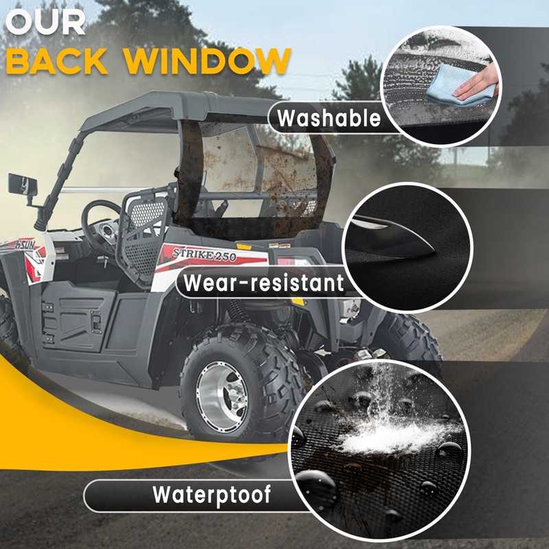 Chikia Hisun Strike 250 UTV Rear Windshield,Small UTV Back Window