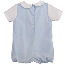 Petit Ami Baby Boys' Side Tab Pintuck Gingham Romper, 9 Months, Blue