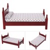 1:12 Doll House Mini Red Wooden Single Bed Furniture Accessory