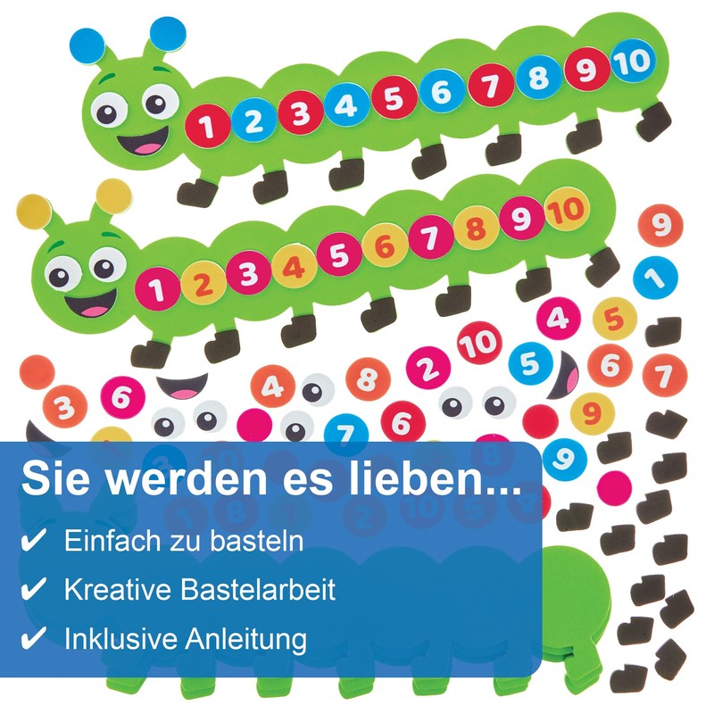 Baker Ross FN108 Counting Caterpillar Kits - 5 Pack, STEM,