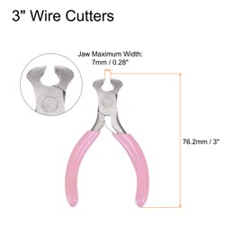 HARFINGTON Mini End Cutting Pliers 3" Precision End Nippers with Pink Plastic Handle for DIY Crafts Jewelry Making