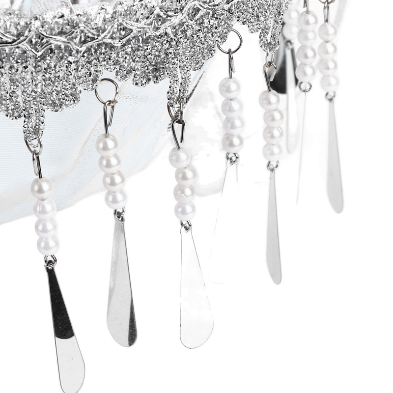 Wedding Flower Girl Basket Silver Hand Flower Basket Romantic Rhinestone