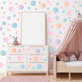 FOSDICK 136pcs Wall Decals Polka Dot, Pink Kids Wall Stickers, Colorful Nursery Wallpaper Peel and Stick, Room Decoration, Girls Wall Stickers for Bedrooms Playroom Nursery Teen Baby Kids(9 Sheets)