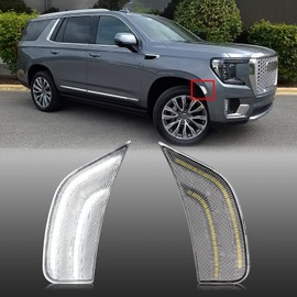 Mynoway Clear Lens LED Side Marker Lamp Replacement For 2021-2024 Yukon/Yukon Denali/Yukon XL/Tahoe/Escalade/Suburban/Escalade ESV Driver Passenger Side markers Lamp White Front Fender Light