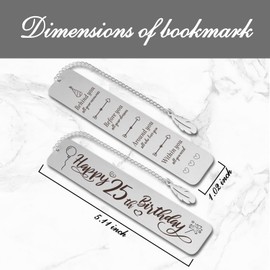 Happy 25th Birthday Gifts for Her Him 25th Birthday Bookmark for Men Women 25 Year Old Birthday Gift Ideas Inspirational Motivational Bookmark for Book Lover