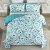 Drucon Teal Floral Quilt Set King Size 3 Pieces Flower