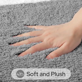 HOMEIDEAS Bathroom Rugs Sets 2 Piece, Super Soft and Absorbent Microfiber Tufted Bath Mats, Non-Slip and Machine Washable Bath Rugs(Light Grey)