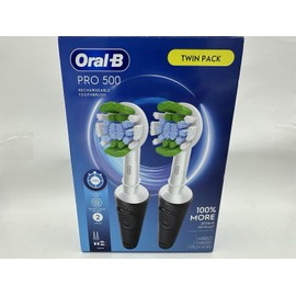 Oral-B Twin Pack - Oral-B Pro 500 Electric Toothbrush Rechargeable, 2 Modes, Timer, New