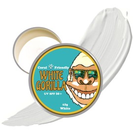 White Gorilla, 1.6 oz (45 g) Sunscreen, UV SPF50 + Tropical Brown, Tan Skin, Wheat Skin, Does Not Break Coral, UV Balm, Waterproof, Coral Friendly, Marine Sports, Surfing, Anti-Fall Sunscreen, Men's (White)