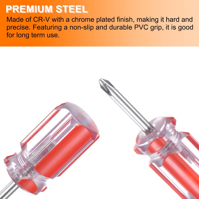 sourcing map 2pcs Short Screwdrivers Set PH2 Phillips SL6 Flat